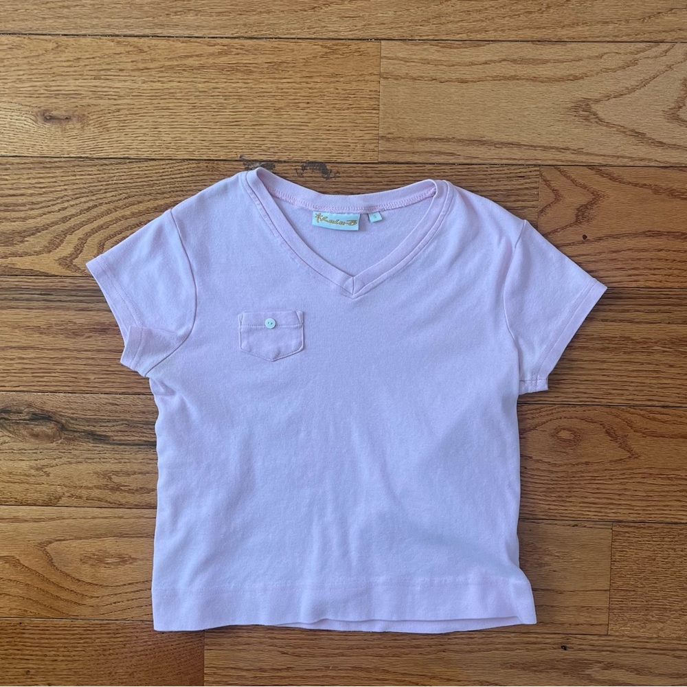 Lulu-B Light Pink V-Neck Short Sleeve Tee